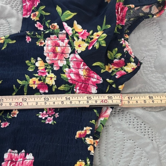 Ambiance Blue Floral Boho Square Neck Pleated Dress Size L - Picture 8 of 9